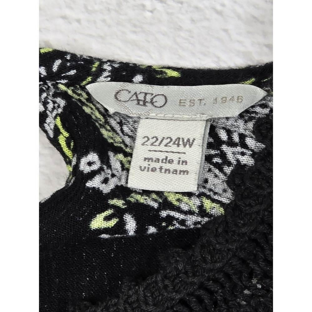 Cato Womens Tank Top Size 22/24W Crocheted Yoke Sleeveless Paisley Peasant Boho - Picture 12 of 15